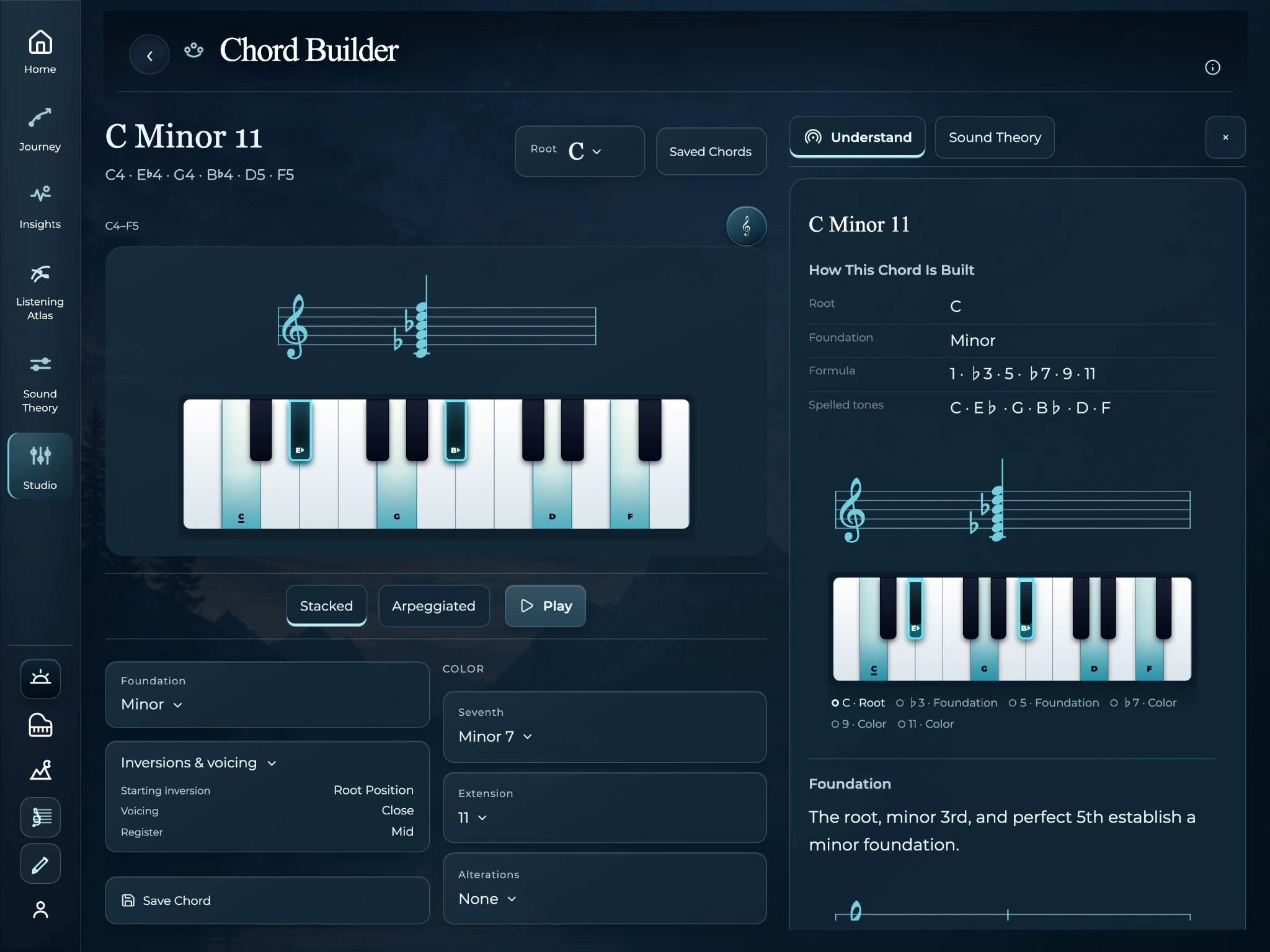 Chord Builder promotional preview in a MacBook-style frame; iPad-based imagery