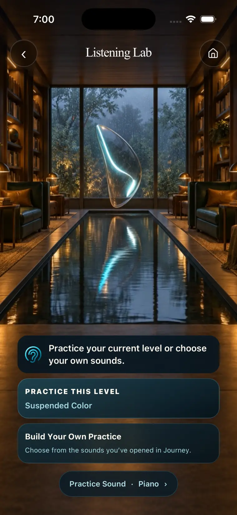 The active Listening Lab practice screen