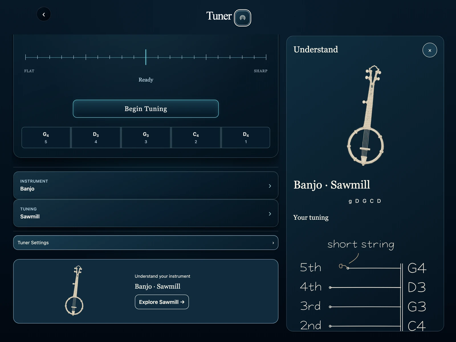 Hear This String tuning on ipad in Dusk