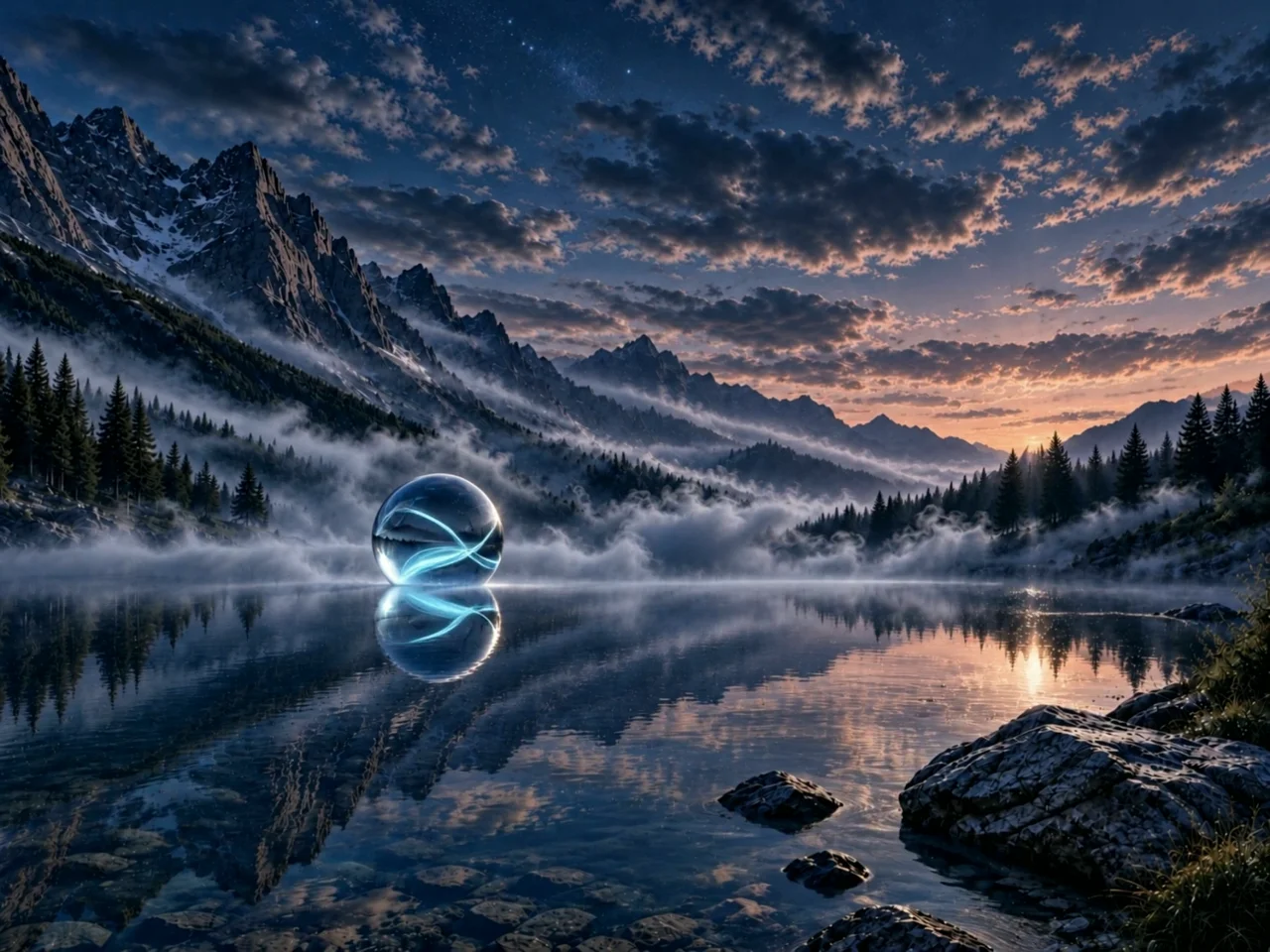 Alpine Stillwater in Dusk, a quiet mountain lake in Hear This